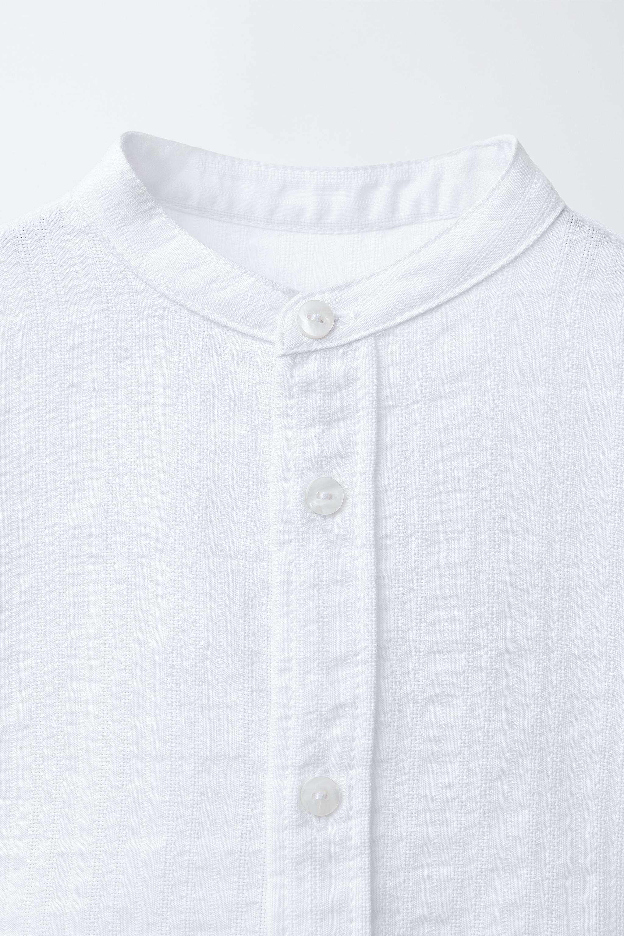 TEXTURED MANDARIN COLLAR SHIRT